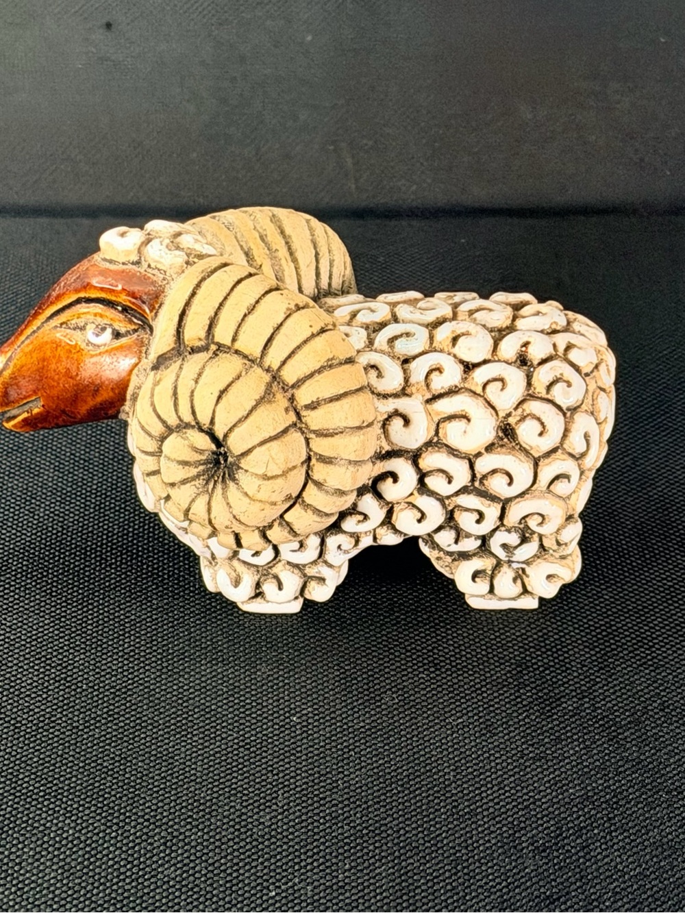 Artesania Rinconada Ram Sculpture in Cream and Tan